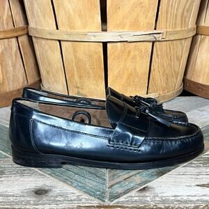 Nunn Bush Tasseled Black Leather Vintage Slip-On Loafers Shoes Mens Size 8.5